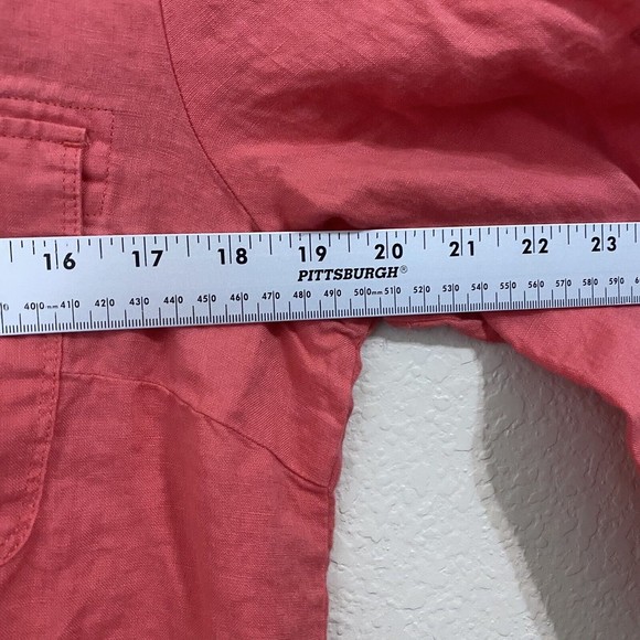 Nicole Miller Blouse Top Womens Large Linen Button Front Orange - Picture 4 of 8